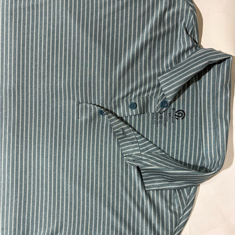 Champion Golf Polo Striped Green/Gray Men's